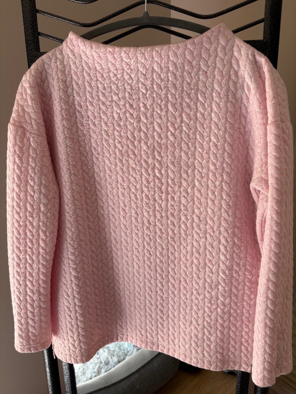 T for Talbots Quilted Long-Sleeve Top, Pink in Size Petite Small